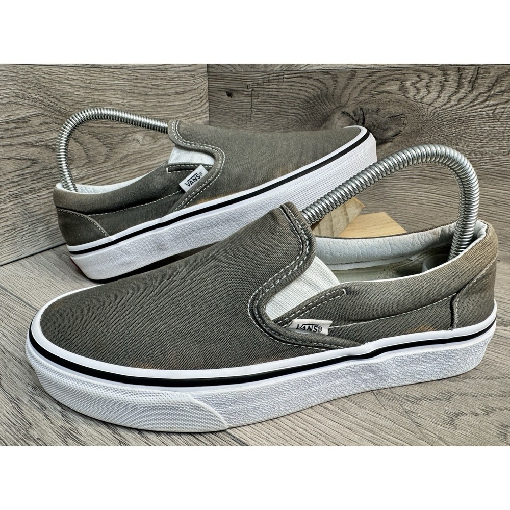 Vans Classic Slip On Skate Shoes Womens 8 ~ Mens 6.5 Gray Canvas Sneakers